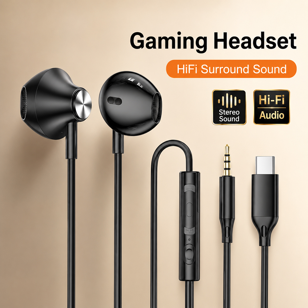 Tablet Gaming Accessories - HiFi-Surround-Kopfhörer, Bass-Stereo-Sound für iPhone, Xiaomi, Huawei,