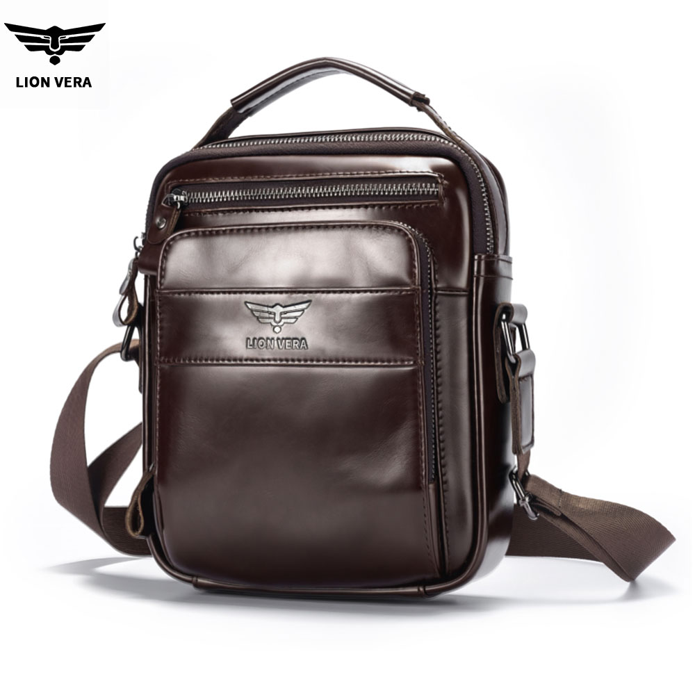 Tablet Shoulder Bag - LION VERA Herren-Umhängetasche aus echtem Leder,